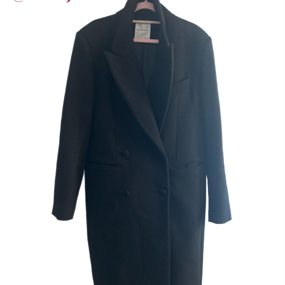 Avec Les Filles Double Breasted Wood Blend Coat XXL Black